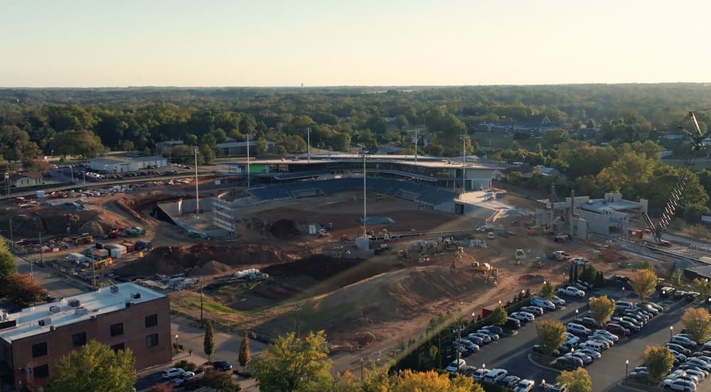 Drone Image of Fifth Third Park under construction
